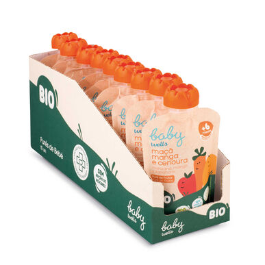 Baby Wells Ekonomipaket Äpple-, Mango- och Morotspuré 10 x 90 g 10 x 90 g