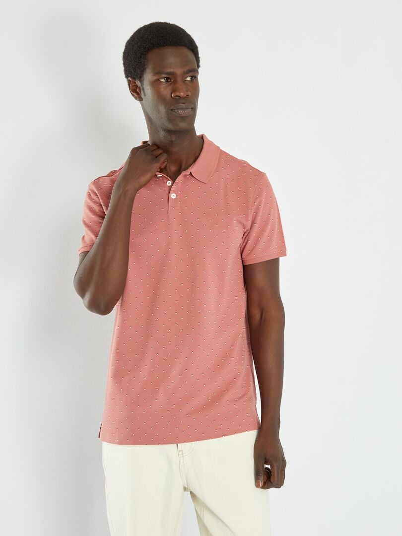 Bedrukt katoenen piqué poloshirt - ROZE
