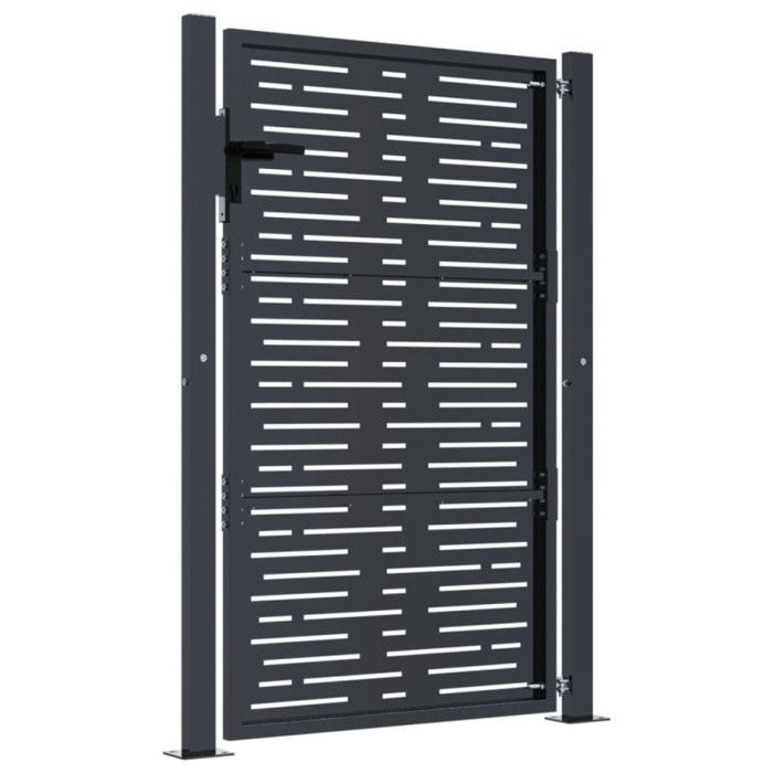 vidaXL Garden Gate, Patio Gate, Security Barrier, Outdoor Terrace Gate, Anthracite 105x130 cm Steel 153192