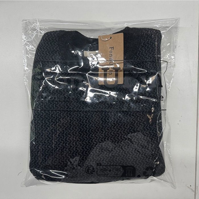 Suéter para hombre, suéter de punto cálido de manga larga para hombre con forro polar, suéter básico casual de cuello redondo ajustado - Negro