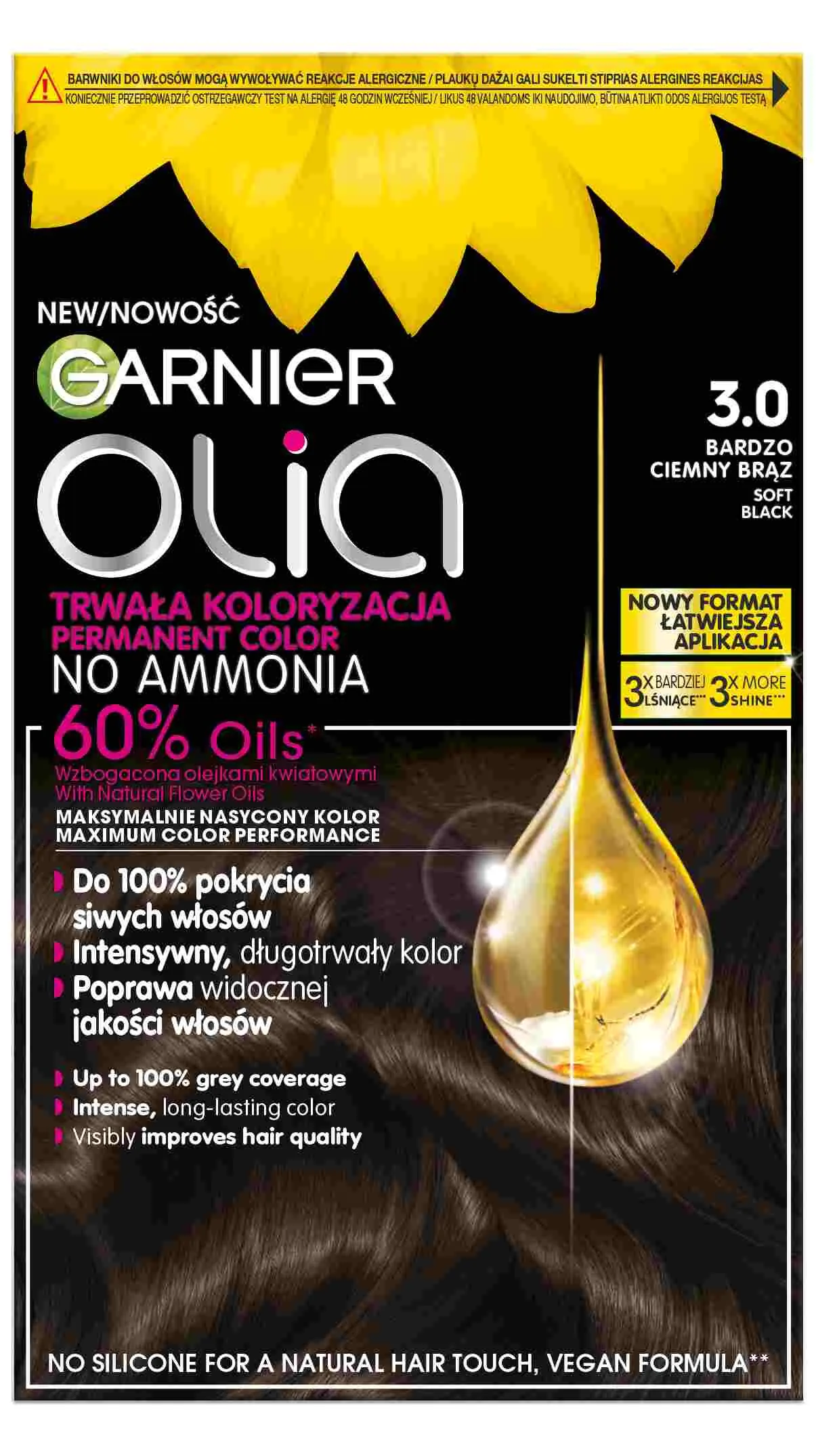 Garnier Olia Farba do włosów 3.0 Soft Black