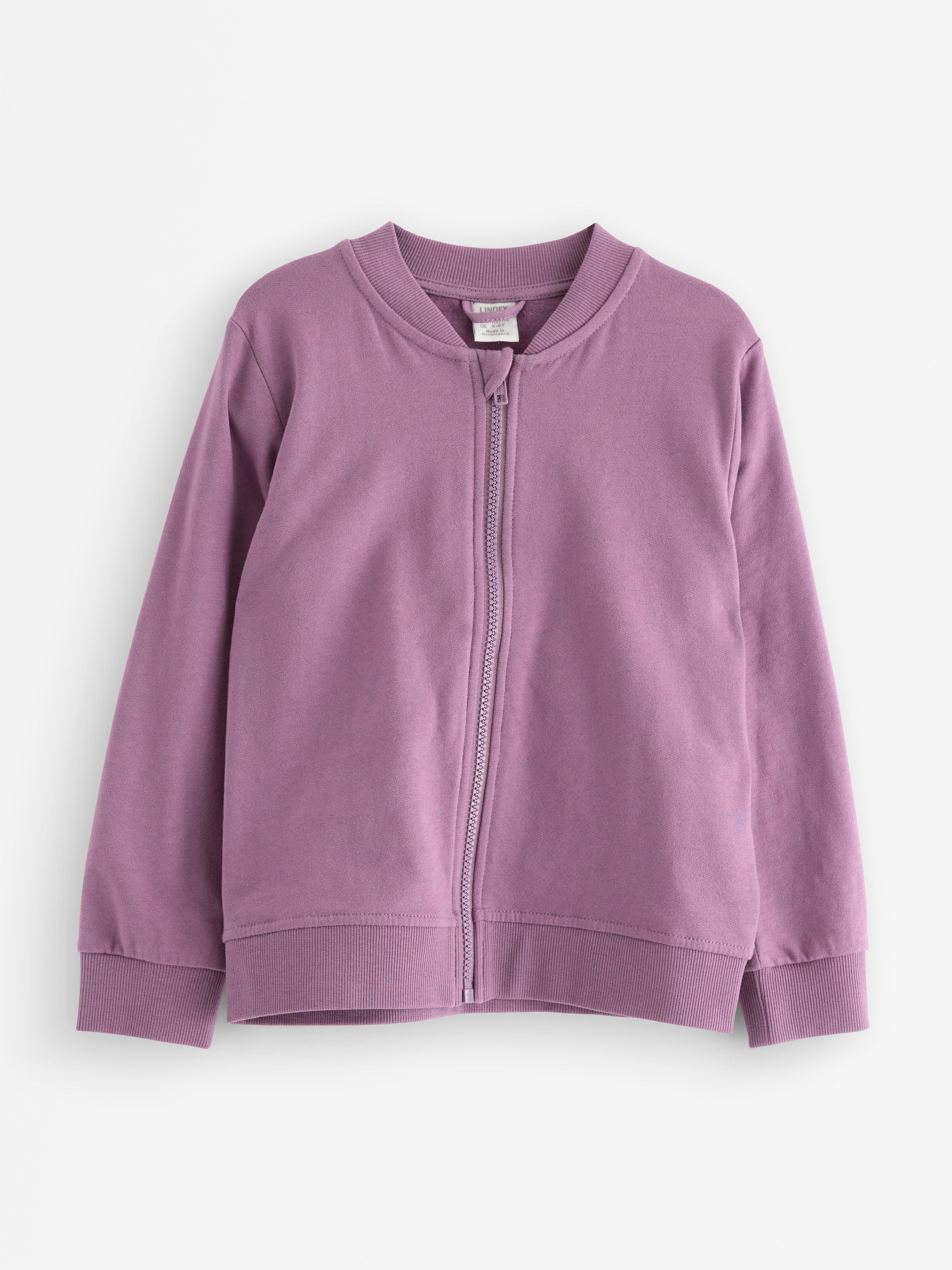 Sudadera con cremallera color lila claro empolvado