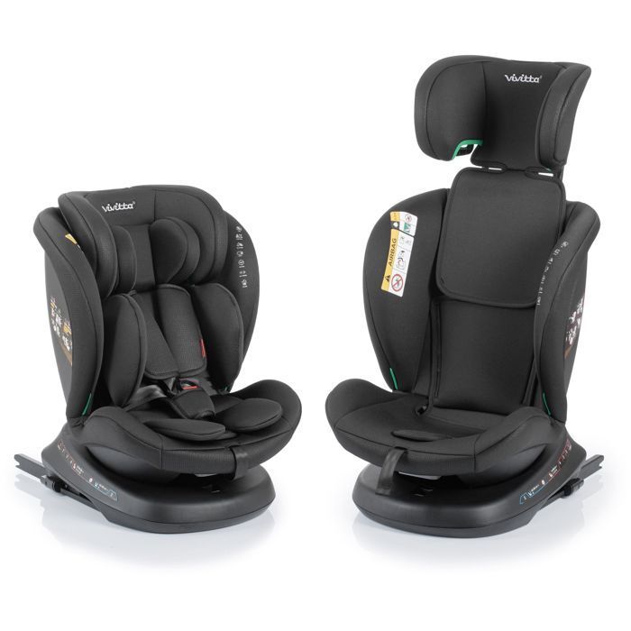 Silla de coche BABYAUTO Sigma iFix Vivitta - Grupo 0/1/2/3 - 40/150 cm - Isofix + Top Tether - Giro de 360° - Reclinable - Negra