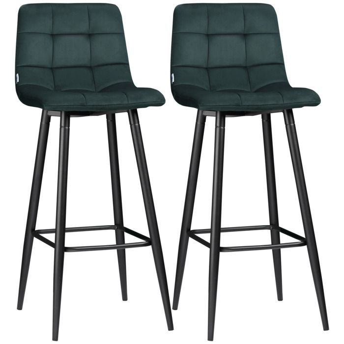 HOMCOM - Taburetes de bar - Terciopelo (100% poliéster) - 42x55x103cm - Verde