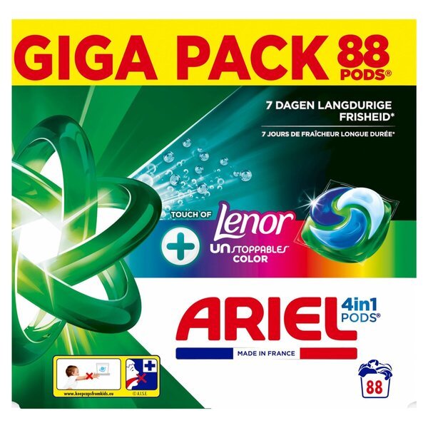 Ariel + Touch of Lenor Unstoppables Color 4-v-1 kapsule<br>88 kosov