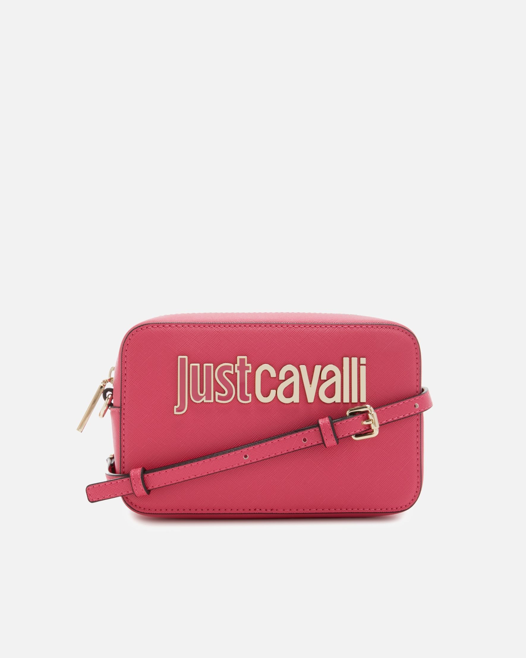 Kabelka cez rameno Just Cavalli, dámska crossbody kabelka z kovu, umelá koža – ružová