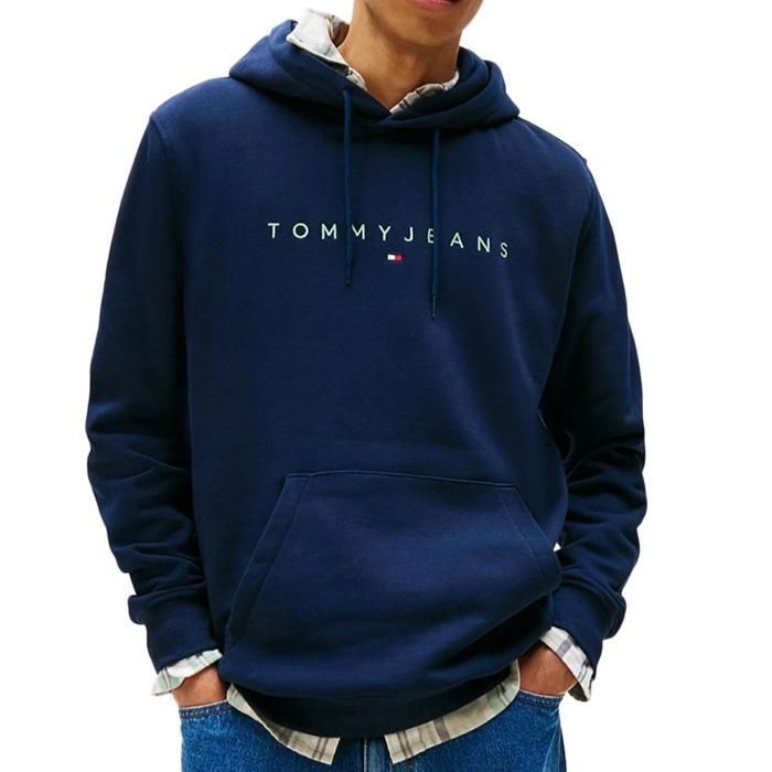Sudadera azul marino para hombre con logo lineal de Tommy Hilfiger