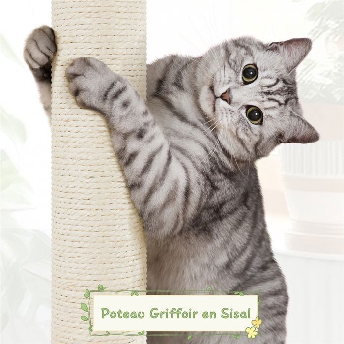 Árbol rascador de ratán para gatos YAHEETECH - Diseño moderno con escondite y poste rascador de sisal - 75 cm