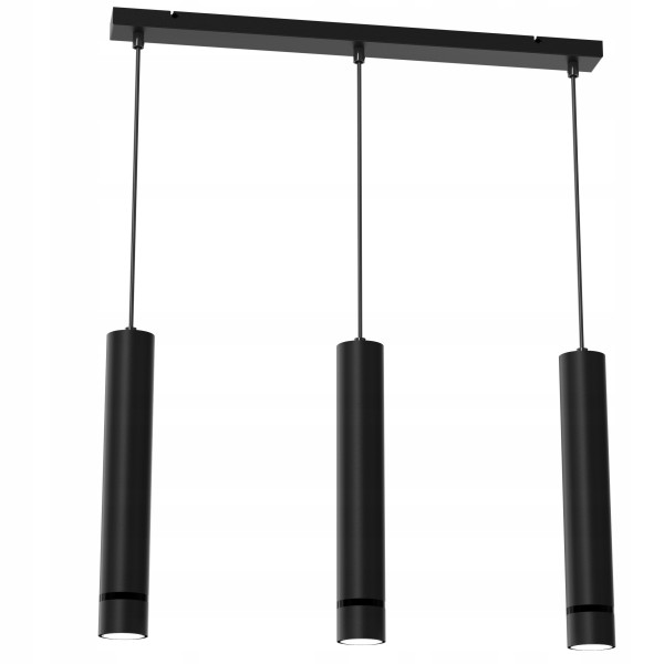 Lampa wisząca listwa tuby rury 3x gu10 nad stół wyspę czarne