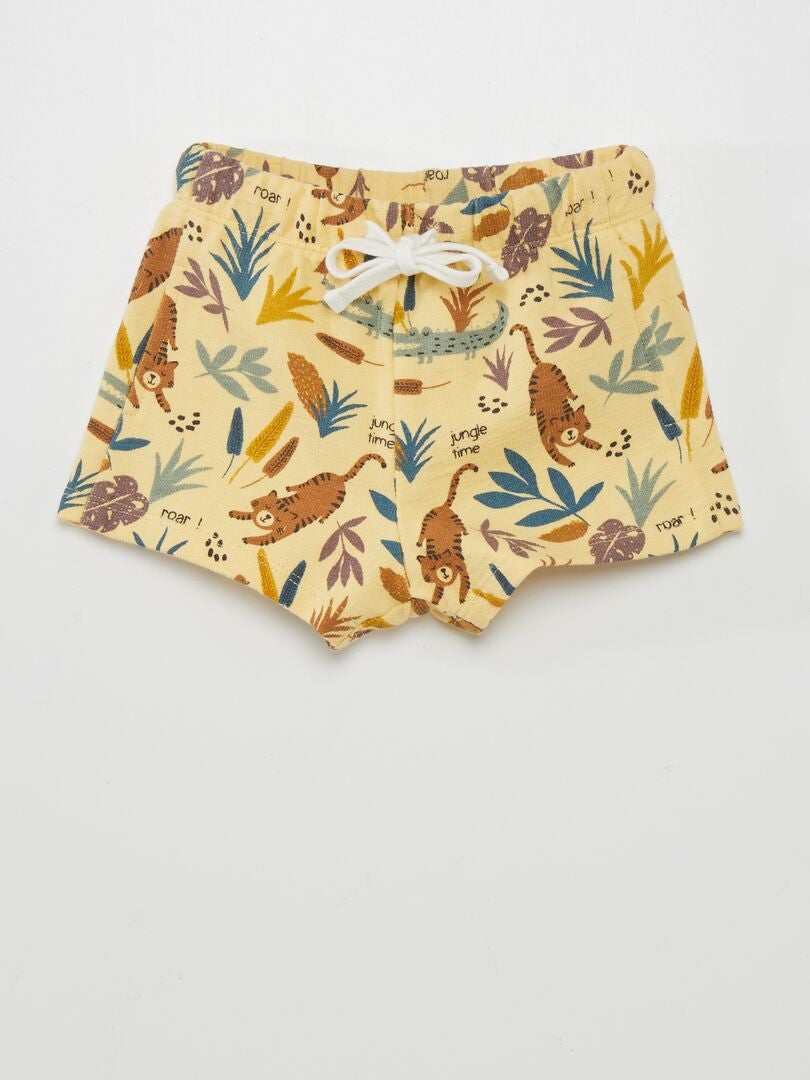 Calções de malha com estampa - AMARELO