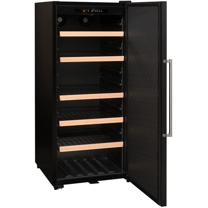 Cave à vin de vieillissement - LA SOMMELIERE - CTP177A - 165 bouteilles - Porte pleine - Classe F - 59,5 x 67,5 x 135,5 cm - Noir