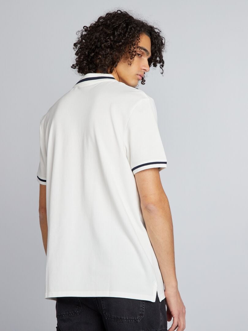 Polo shirt met korte mouwen in contrasterende kleur - WIT