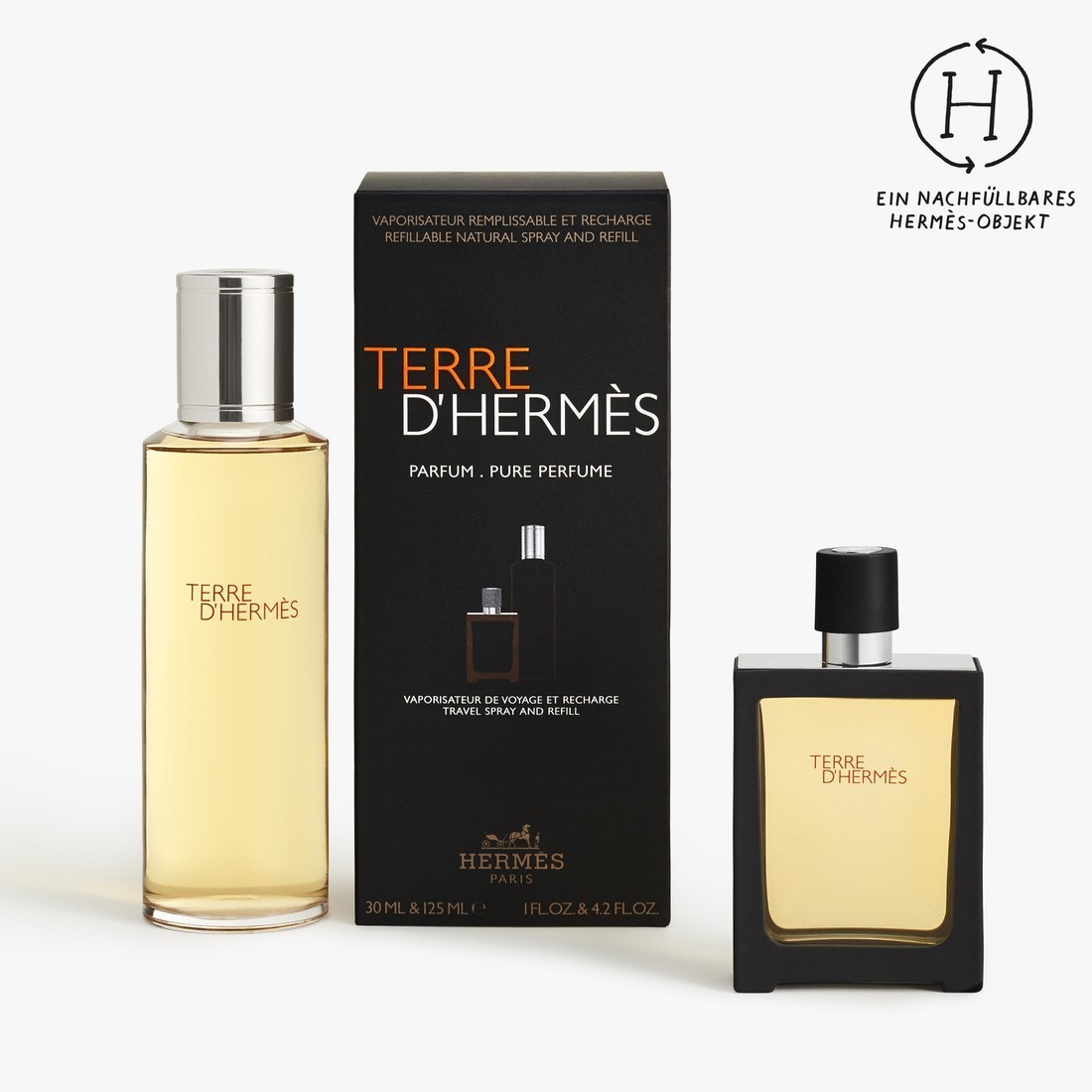 HERMÈS Set mirisa Terre d'Hermès parfem s mogućnošću ponovnog punjenja (30 ml) + pakiranje s punilom (125 ml) – 155 ml