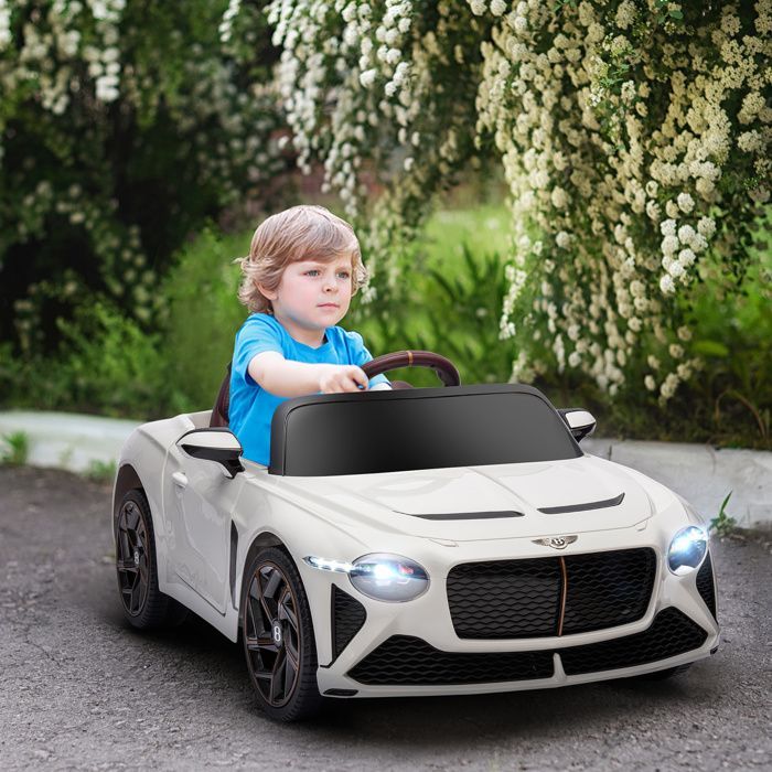 Electric ride-on car for children - HOMCOM - Bentley Bacalar - 2 x 12V 25W motors - 2.4G remote control - MP3 player - horn - 2 headlights - white