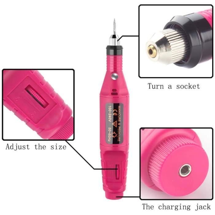 Kit Ponceuse Prof Electrique Lime Ongles Manucure Avec Embouts ponage 220-240V wake