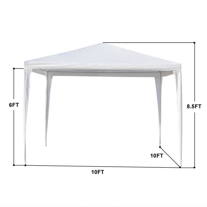 Cenador de jardín impermeable - Magnífica carpa de fiesta de tres lados - 3 x 3 m - Blanco