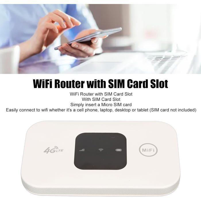 Punto de acceso WiFi móvil 4G FEBEST - Conecta hasta 10 dispositivos - Batería de 2100 mAh - Ranura para tarjeta SIM