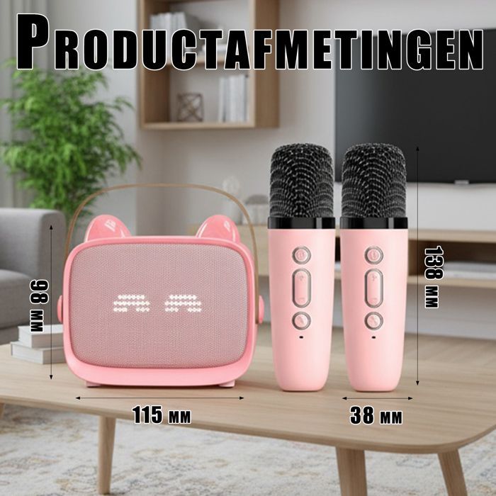 Kit karaoké pour enfants - Enceintes Bluetooth portables - avec 2 microphones sans fil - Effets lumineux LED