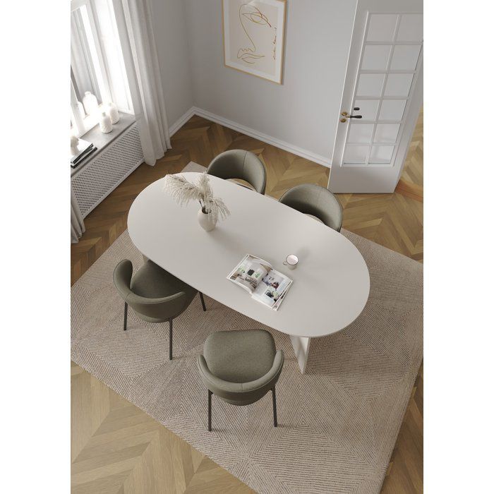 Familie eettafel – Ovaal – Kasjmierbeige afwerking – Geschikt voor 6 personen – 200 x 100 x 76 cm
