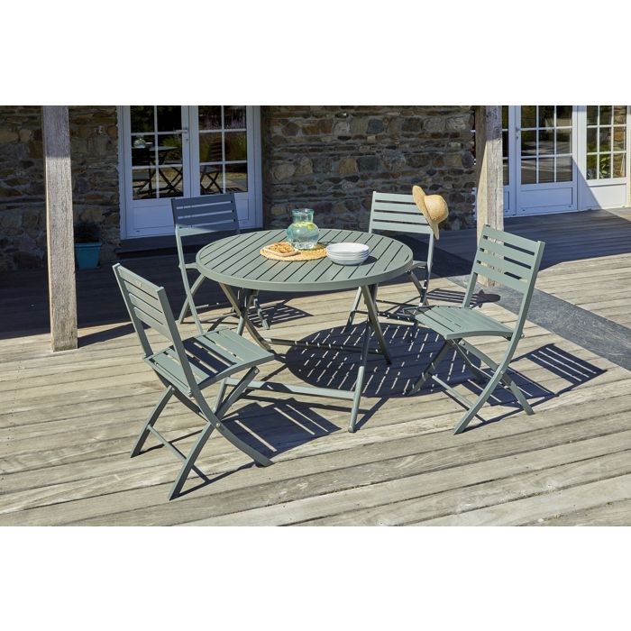 4-persoons aluminium tuinset - Khaki