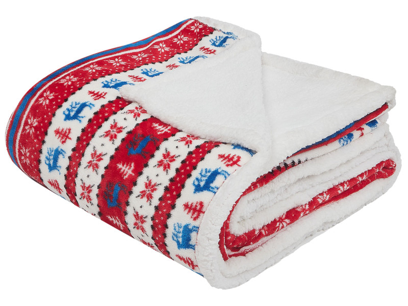 Koc narzuta 200 x 220 cm flanela czerwony