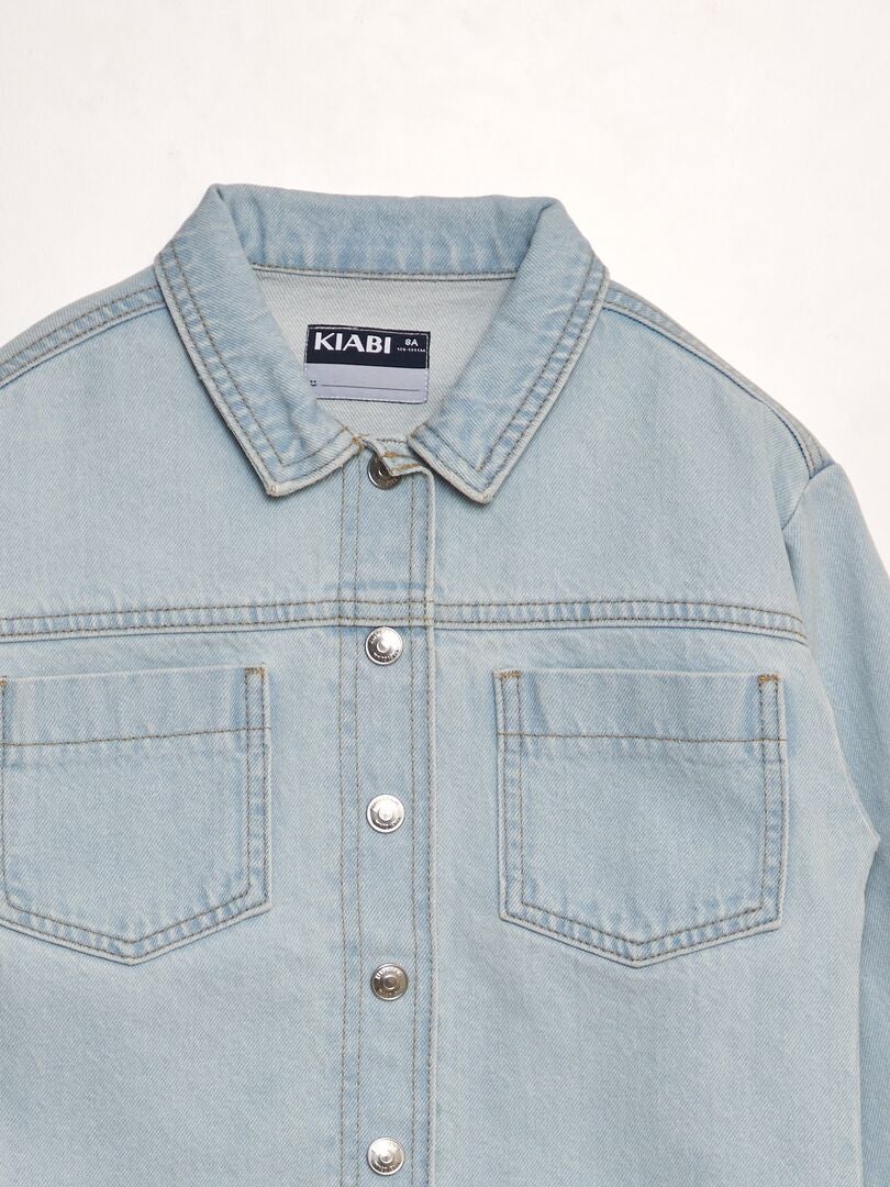 Jaqueta jeans com botões de pressão - AZUL