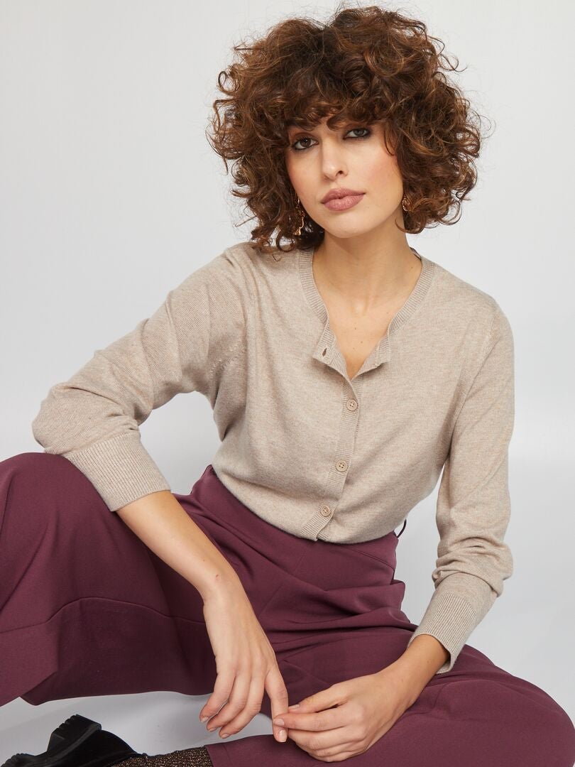 Vest met lange mouwen - BEIGE