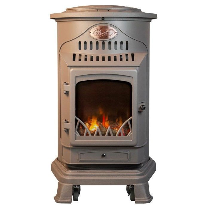 Poêle à gaz Fonte véritable 3.4KW MARRON Miel Effet feu de bois Provence UNIVERSAL