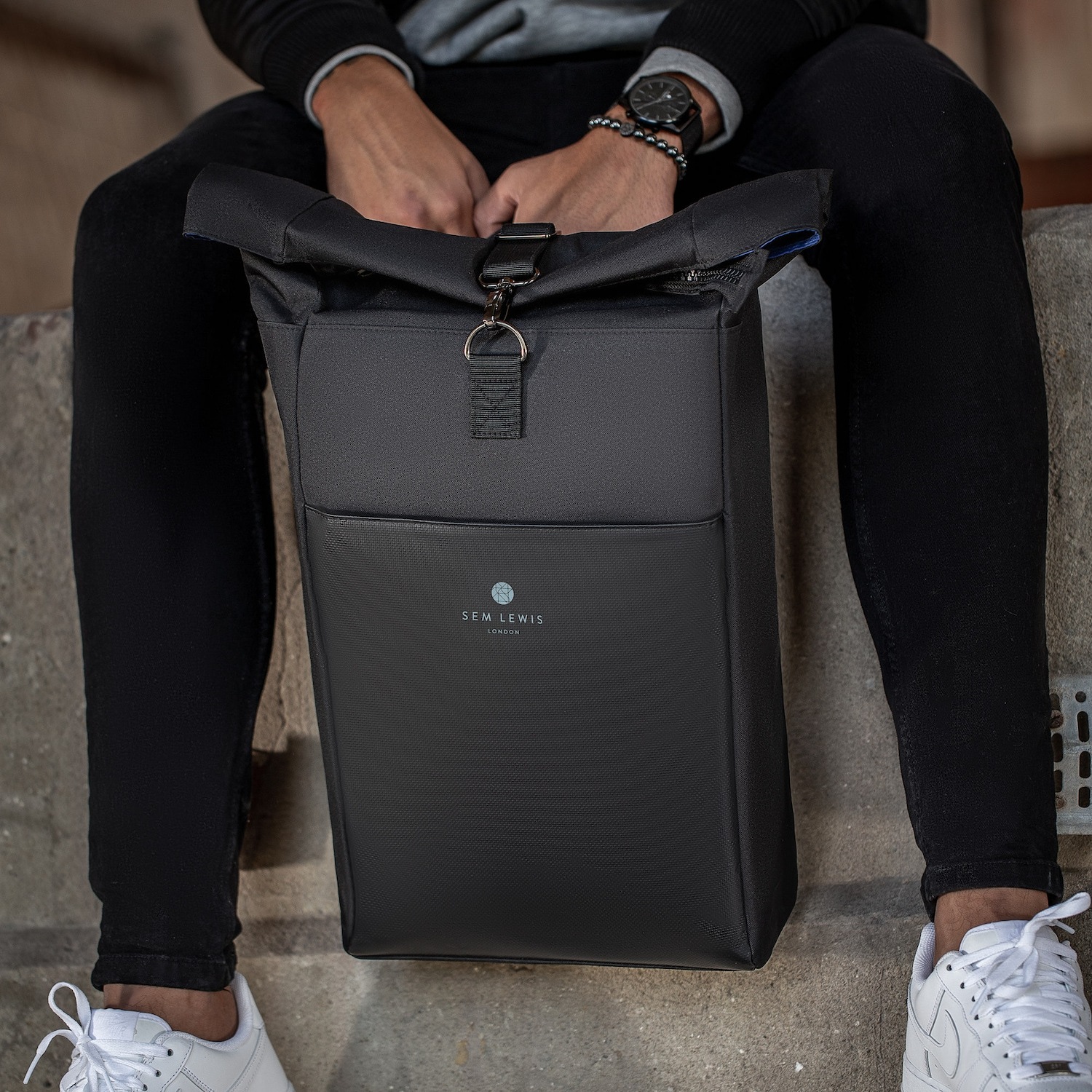 Batoh Sem Lewis, pánska textilná taška/batoh na notebook Sem Lewis Northern Hampstead - čierna