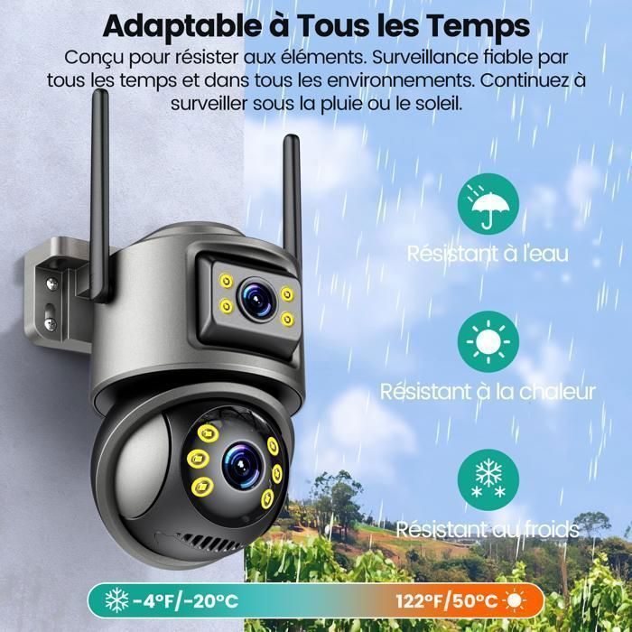 LOSEI Dual-Lens-Überwachungskamera 6MP 4K UHD 5x Zoom Nachtsicht Personenerkennung Gegensprechanlage ICSee App WLAN BT Alexa IP66