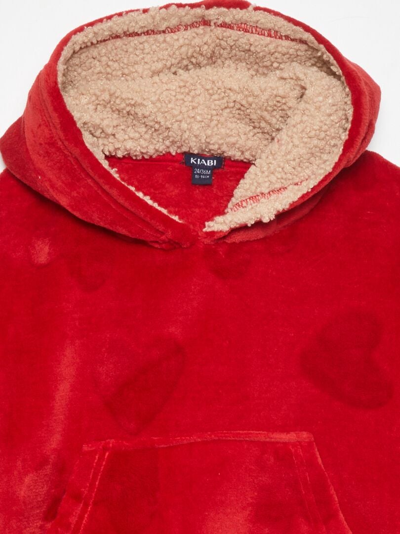 Bata con capucha 'Hearts' - ROJA