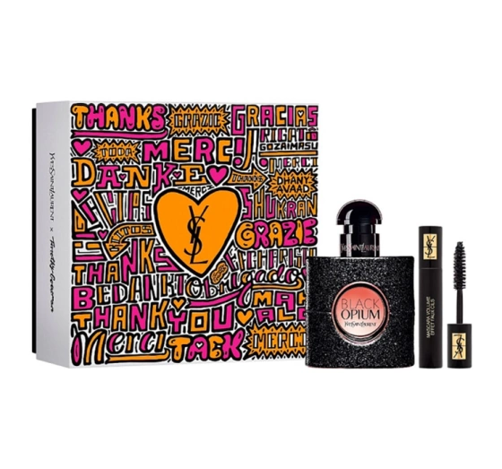 Yves Saint Laurent woda perfumowana spray Black Opium 30 ml   tusz do rzęs Volume Effet Faux Cils 01 High Density Black 2 ml