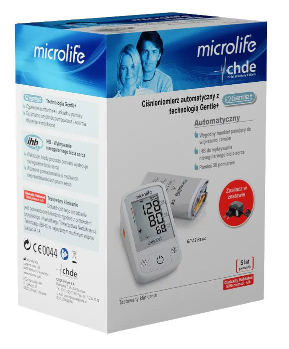 Microlife BP A2 Basic, Ciśnieniomierz automatyczny naramienny z zasilaczem