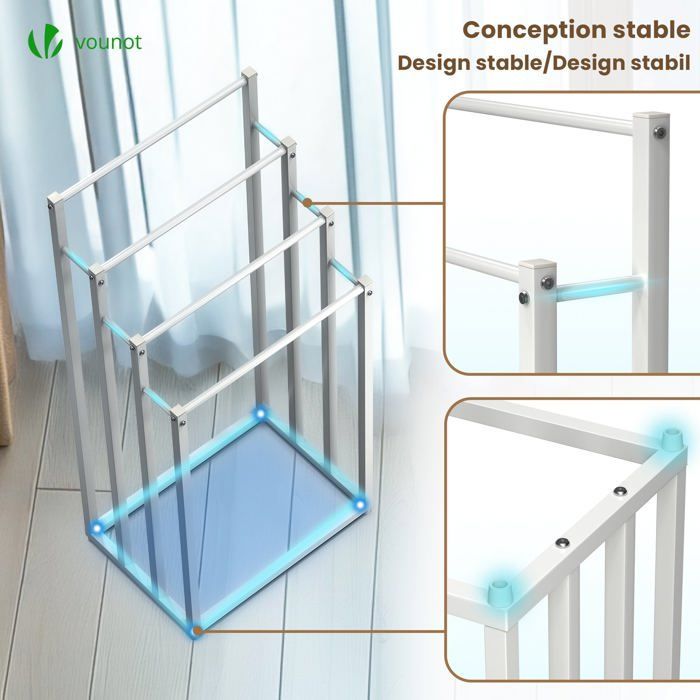Toallero independiente VOUNOT® - Soporte de 4 niveles - Metal - Blanco