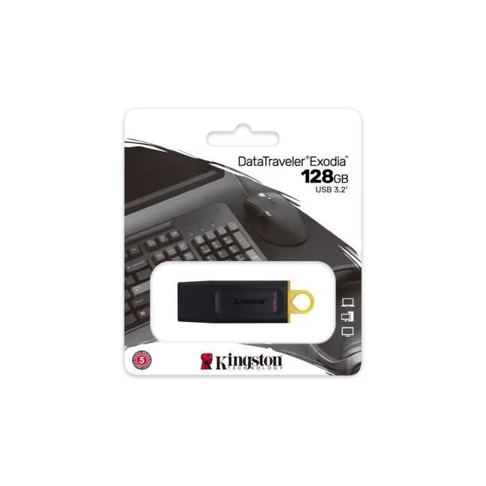 Pen drive KINGSTON DataTraveler® Exodia de 128 GB - Com tampa protetora e argolas para chaveiro