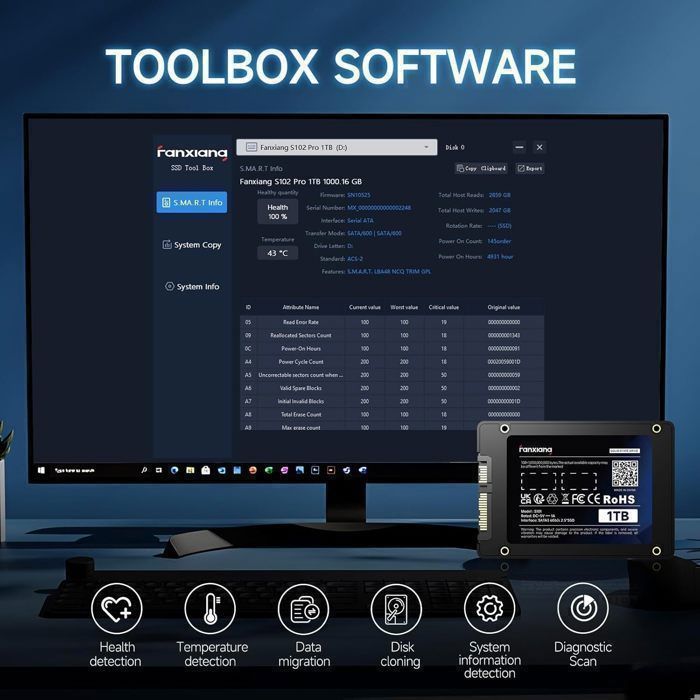 Disque SSD Interne - Fanxiang S101 Sata - SSD 500 Go - 2,5