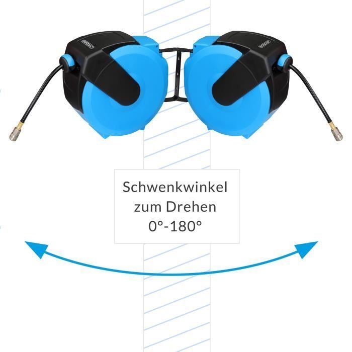 Dévidoir enrouleur tuyau air comprimé arrosage 20m raccord rapide 1/4