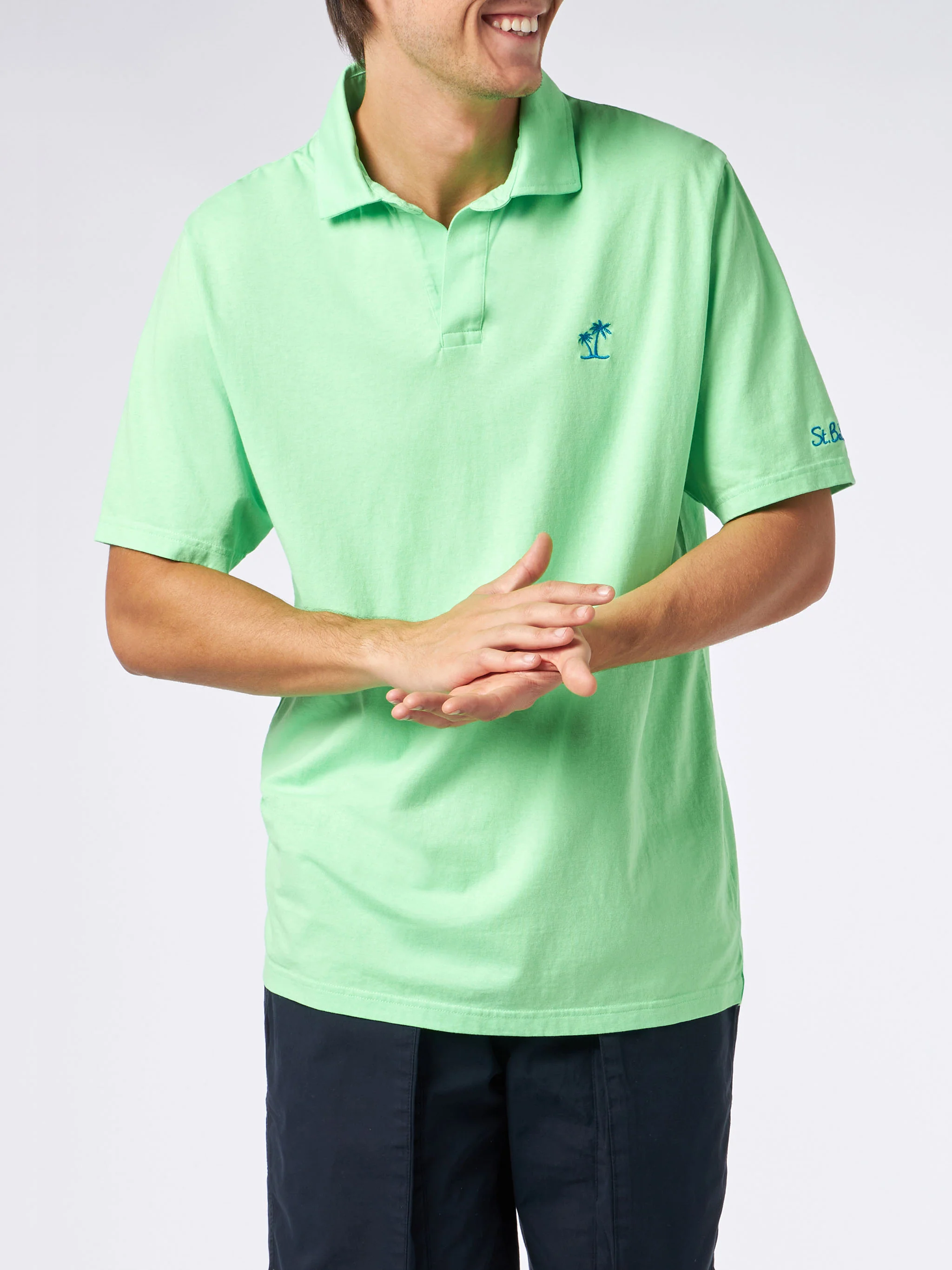 Groen katoenen poloshirt voor heren