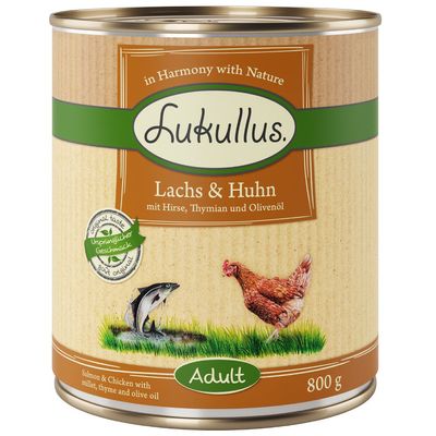 x 800g hrană umedă naturală pentru câini Lukullus - 5 + 1 gratuit!*