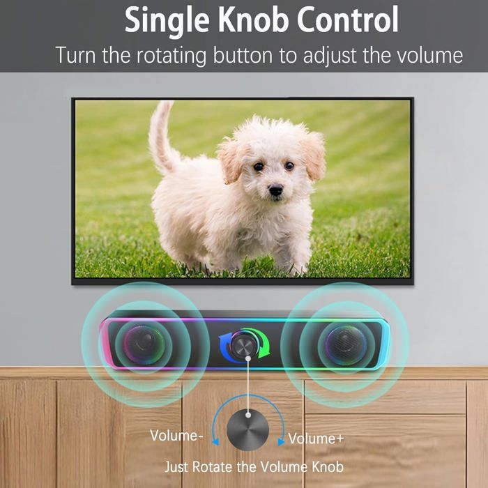 Altavoz para PC, barra de sonido para PC, alimentación USB, conector de 3,5 mm y Bluetooth, altavoz para portátil, tableta, TV.