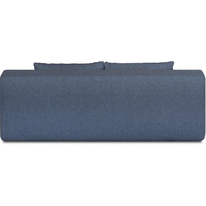Banquette convertible - 3 places - NAOTO - Tissu bleu foncé - Coffre de rangement - 202 x 98 x 98 cm