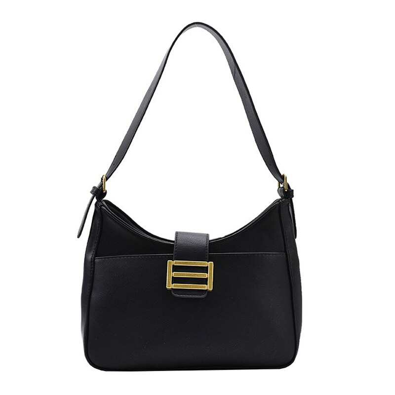 Sac à bandoulière en cuir luxueux et polyvalent pour femme, design rétro, simple et élégant, couleur unie.