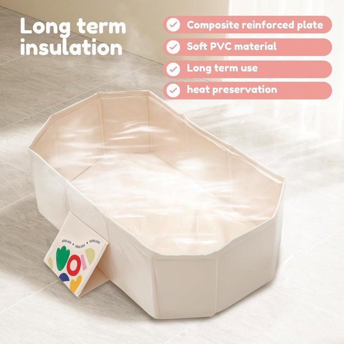 Bañera plegable para bebés con tapón de drenaje - 75 x 45 x 25 cm - Bañera portátil para niños - Fácil de guardar -