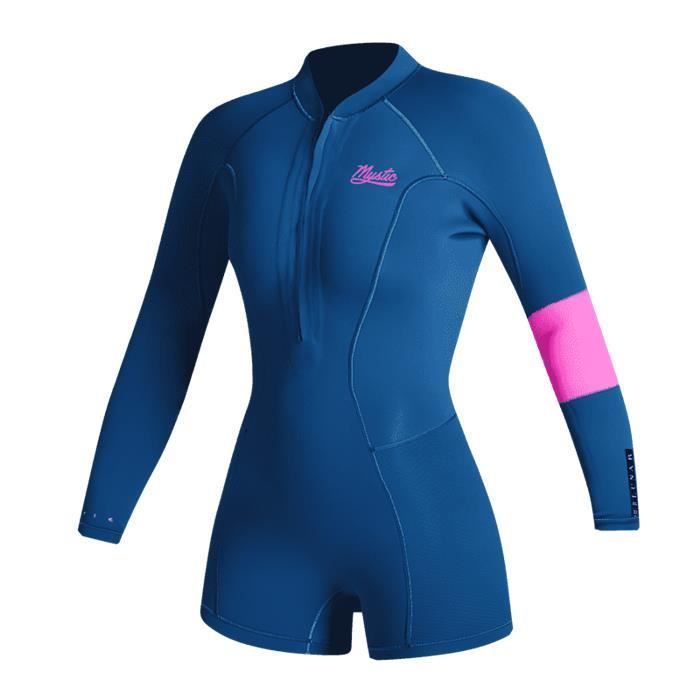 Women's shorty wetsuit MYSTIC Lunar Longarm 2/2mm Frontzip Summer Blue