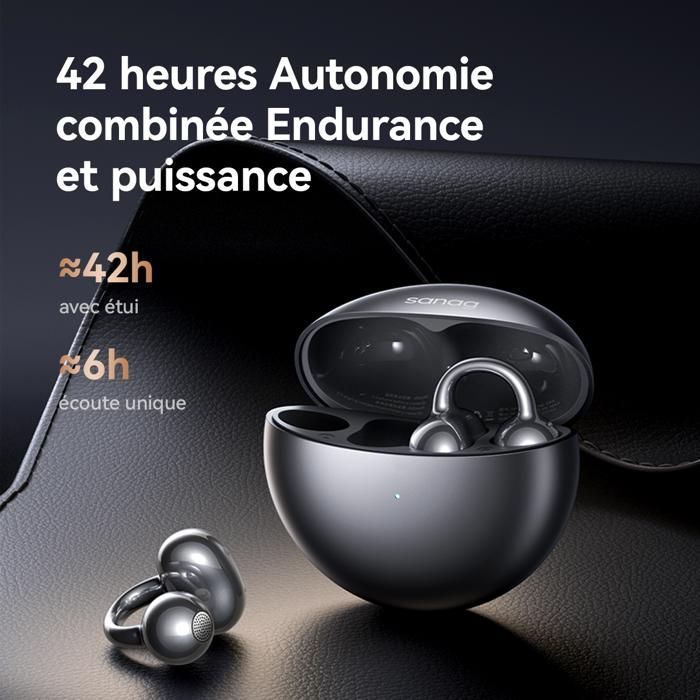 Écouteurs Sans Fil Bluetooth 6.0 - SANAG S-S6SUltra Noir - Étanche IP67 - 42h Autonomie-Localisation Anti-perte