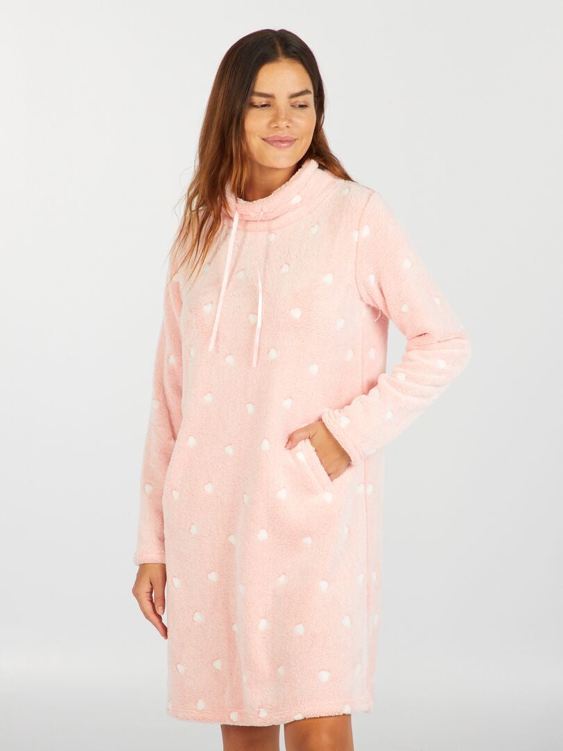 Fleece sweatshirt met hartjesmotief - ROZE
