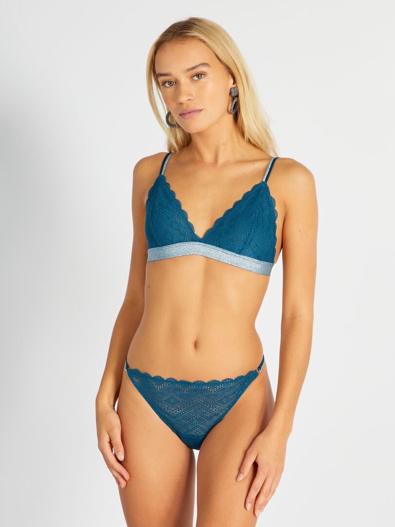 Kanten driehoekige bh - Donkerblauw