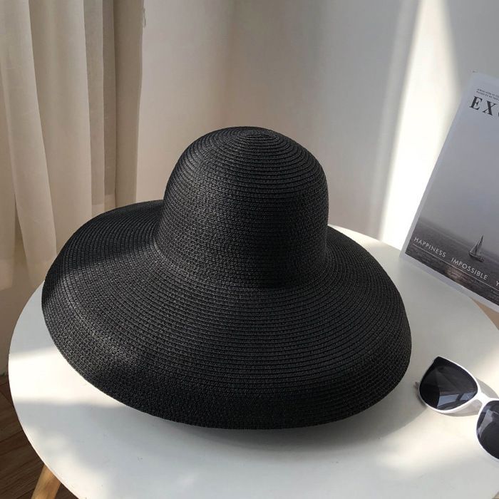 Sombrero de niña - FUNMOON - Estilo retro francés Hepburn - Paja - Vacaciones en la playa - Sombrilla - Moda
