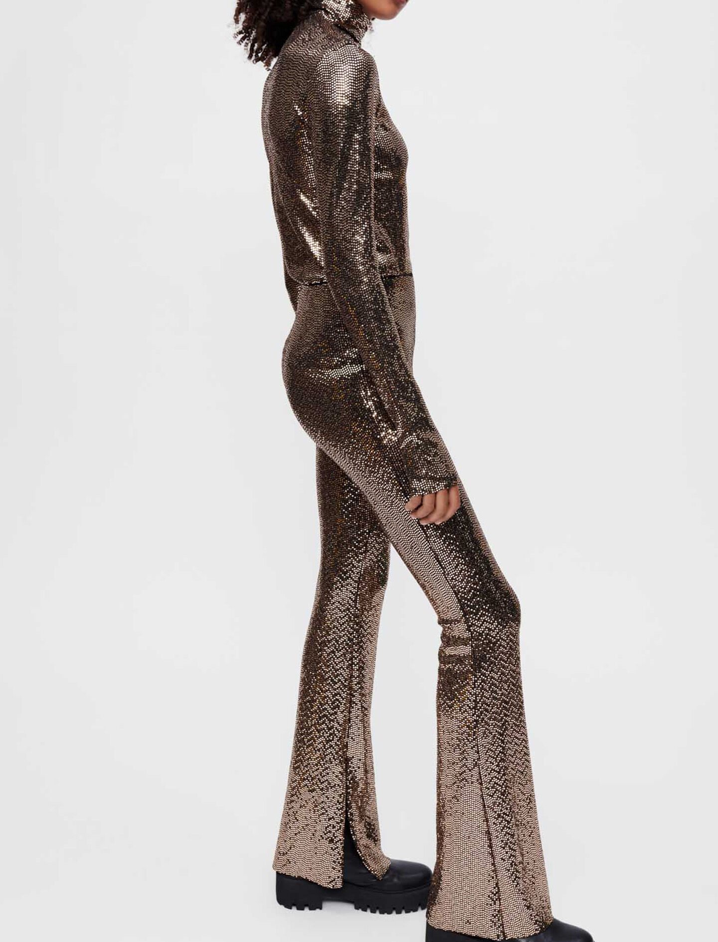 Stretch flared broek met pailletten - Dore