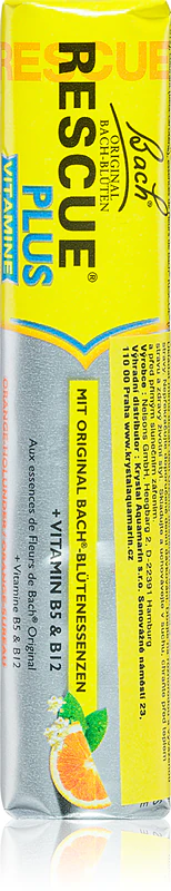 Bach® Flower Remedies RESCUE® Plus + suplemento alimentar de vitaminas B5 e B12 em forma de balas de fruta para auxiliar no equilíbrio mental